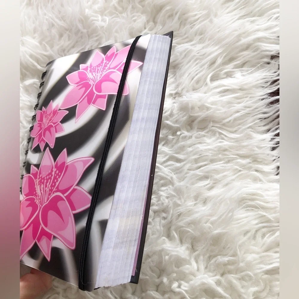 New Black & Pink Lotus Thick Purple Paper Journal 8x6